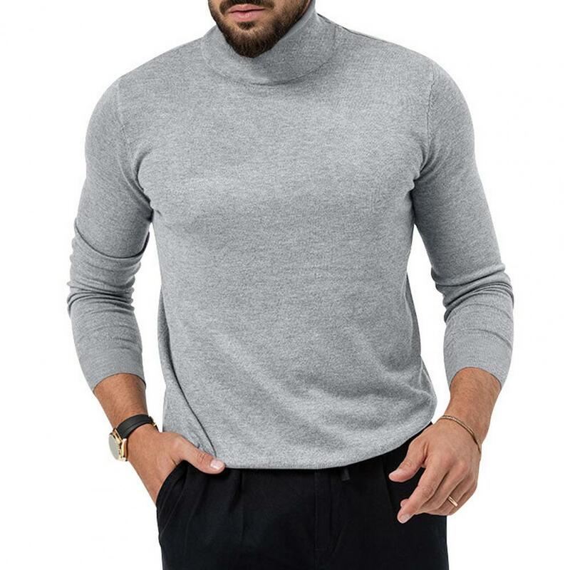 Базовая рубашка, зимний свитер, стильный мужской зимний вязаный пуловер с высоким воротником, утепленный облегающий эластичный Повседневный Топ средней длины