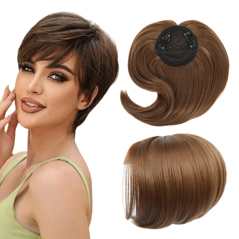 8 "Synthetic Hair Topper Wiglet Hair Enhancer 2 clips en extensiones de cabello liso Piezas de cierre de cabello postizos para mujeres