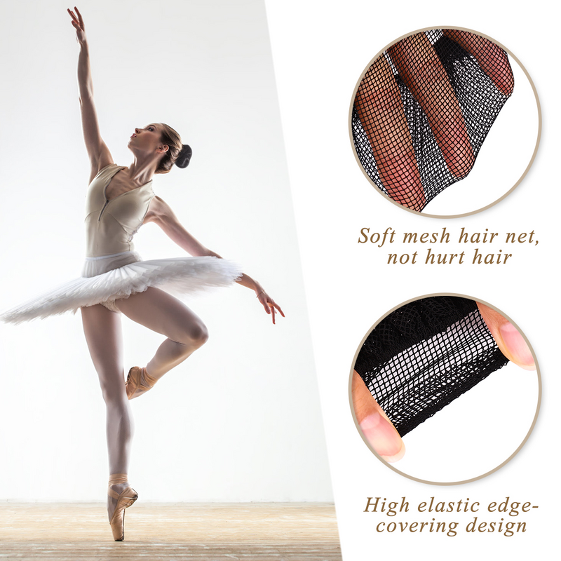 Frcolor 5pcs Ballet Dance Hairnet Hair Nets Bun Cover Hair Accessories for Women Girls (Small Hole, No Lace)