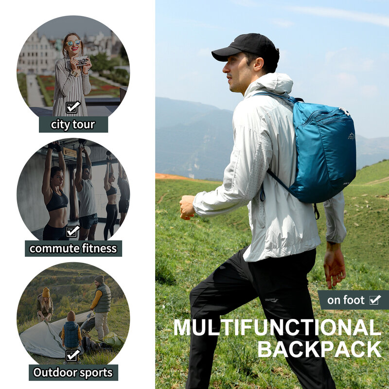 Inoxto حقيبة المشي لمسافات طويلة مقاوم للماء وتنفس للرجال والنساء ، خفيفة الوزن ، في الهواء الطلق ، وتسلق الصخور ، وتسلق الجبال ، 10L
