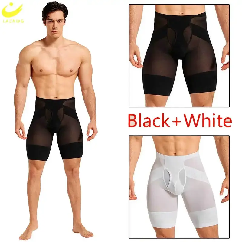 Lazawg homens barriga controle shorts shapewear perda de peso roupa interior cintura alta calcinha corpo shaper bunda levantador sem costura emagrecimento
