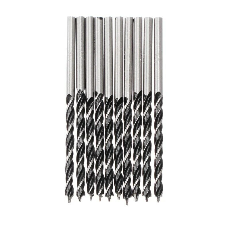 10Pcs High Strength Woodworking Twist Drill Bit Wood Drills with Center Point 3mm Diameter For Woodworking