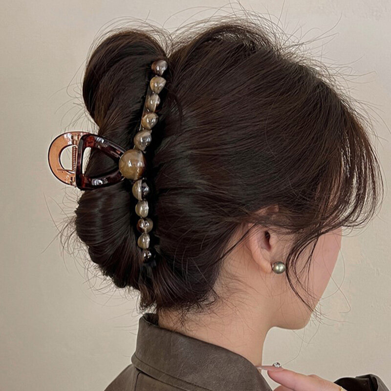 Fermagli per capelli con perle rotonde da 13cm per le donne forcina per capelli in acrilico Clip per artigli accessori per capelli eleganti copricapo per ragazze