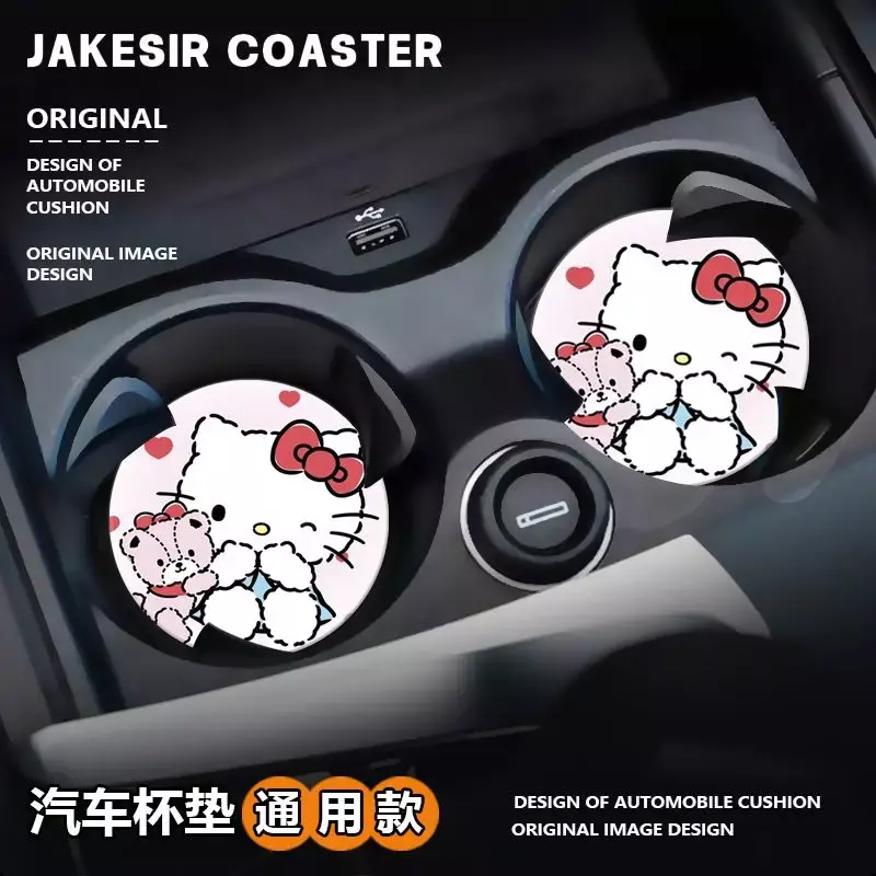 Sanrio Hello Kitty Car Coaster Auto Water Hello Kitty Cup Slot Pad Auto Interieur Decoratie Levert Non-Slip Pad Opbergpad Tij