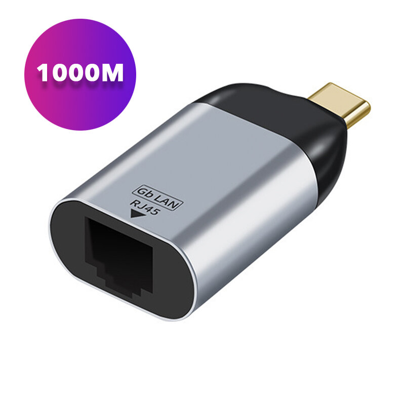 USB Tipe C 3.1 RJ45 Adaptor Konverter Ethernet LAN USBC Ke 100/1000M Gigabit Steker Jaringan Berkabel Eksternal untuk MacBook Win 7/8/10