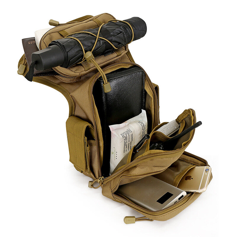 Tas kaki pria, tas pinggul sepeda motor militer tas pinggang utilitas sabuk pak kantong dapat disesuaikan mendaki pria tas pinggang taktis 2024