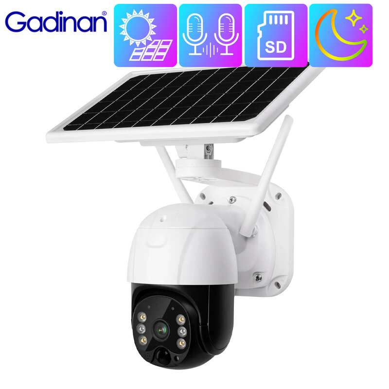 4G Sim Card WiFi IP PTZ Camera 8W Solar Panel Rechargeable Battery Motion Detection PIR Alarm Starlight Home P2P Security Camera