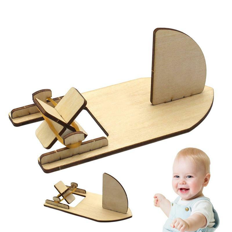 Barco de madera de juguete para niños, barco de vela de juguete DIY, barcos de paleta, modelo de barco artesanal, juguetes de vástago, Mini barco de vela, pintura y