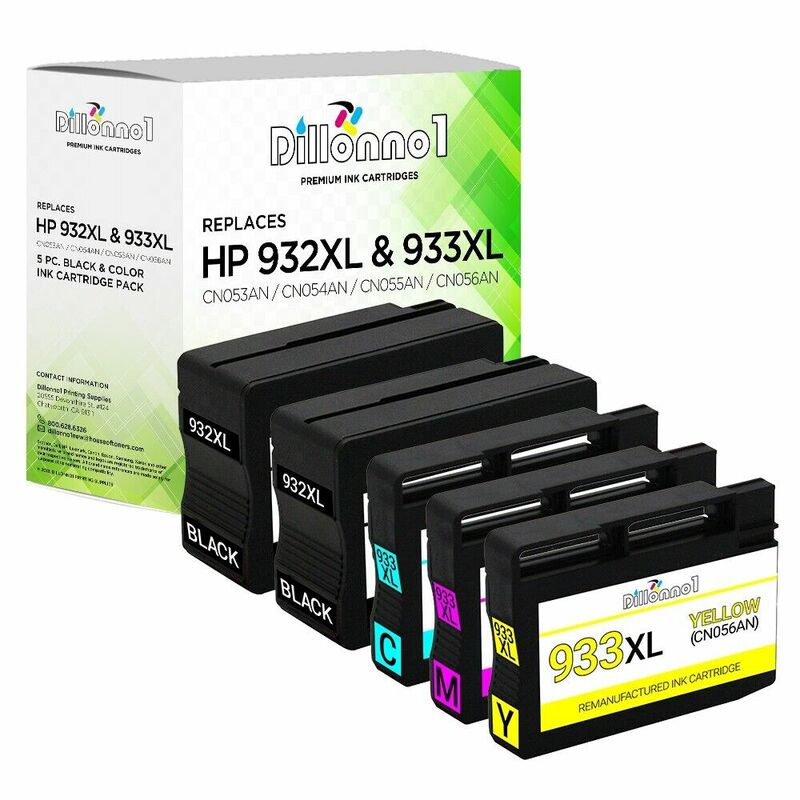 Lot de 5 cartouches d'encre pour imprimante HP, pour modèles 932, 933 XL, CN053A, CN054A, CN055A, CN05snapInk, ChlorFor OffSTRJet