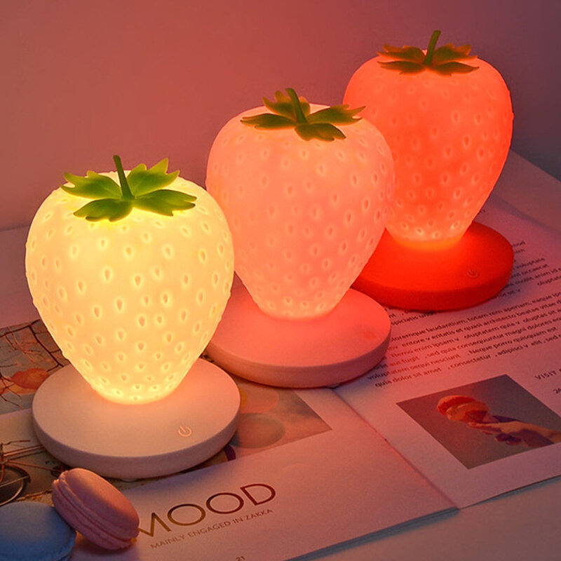 LED 어린이 선물 분위기 램프 야간 조명 딸기 야간 조명, Romote USB 침대 옆 램프, 아기 어린이 침실 장식