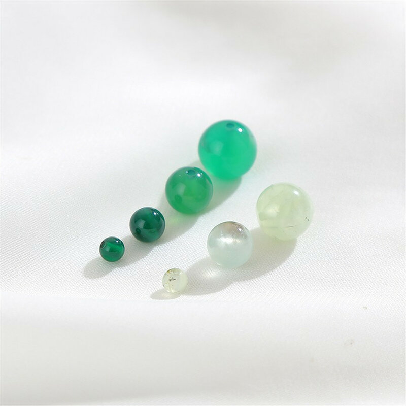 Manik-manik kristal Prehnite batu akik hijau alami buatan tangan DIY gelang manik-manik kalung aksesoris bahan perhiasan L370