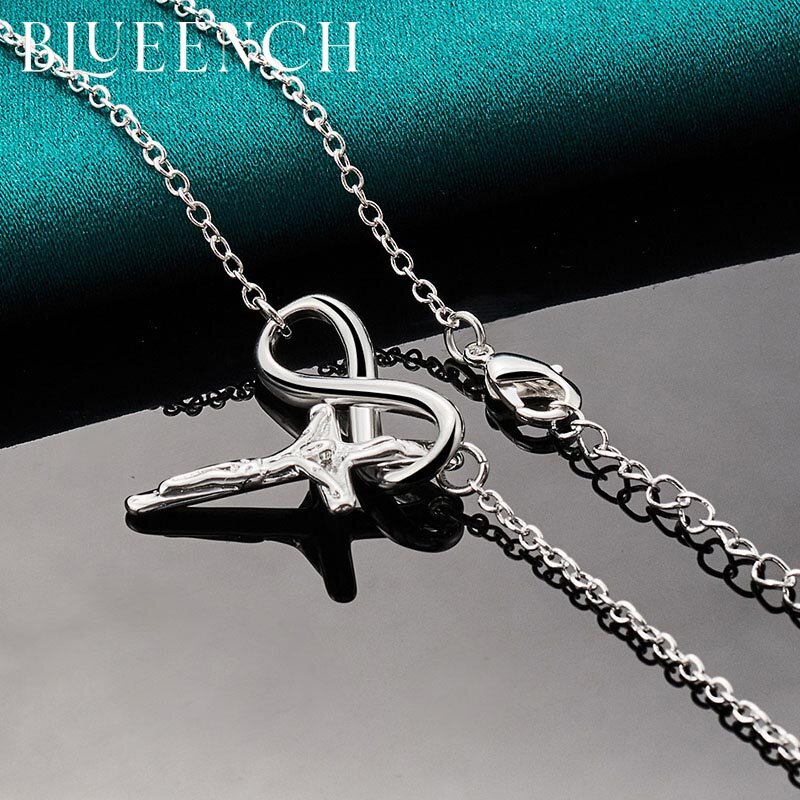 Bueench-collar con colgante de cruz de plata de ley 925 para mujer, joyería de moda para fiesta de boda, propuesta