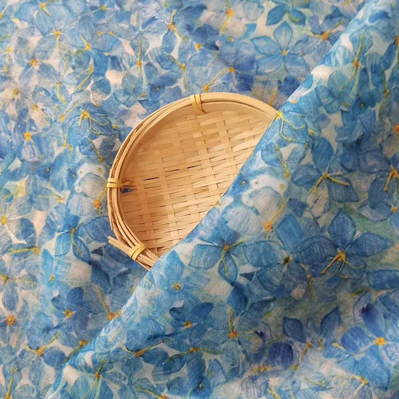 Xanh Dương Tưởng Tượng Tự Nhiên Chất Lượng Cao Gai Linen Mùa Hè Trang Phục Mỏng Tự May Thiết Kế Bởi Đồng Hồ Vải Mặc Váy