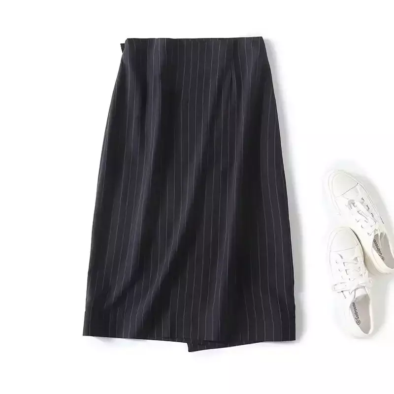 Ladies 2023 Chic Fashion Light Familiar Commuter Stripes Joker Design Comfortable Skirt Retro High Waist Skirt Mujer