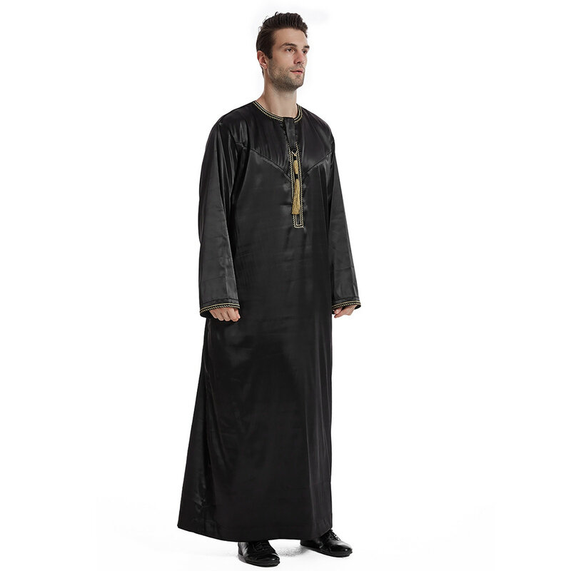 New Islamic Muslim Men Clothing Loose Jubba Thobe Abaya Front Zipper Musulmane Homme Caftan Maxi Robes Pakistan Arabia Dress