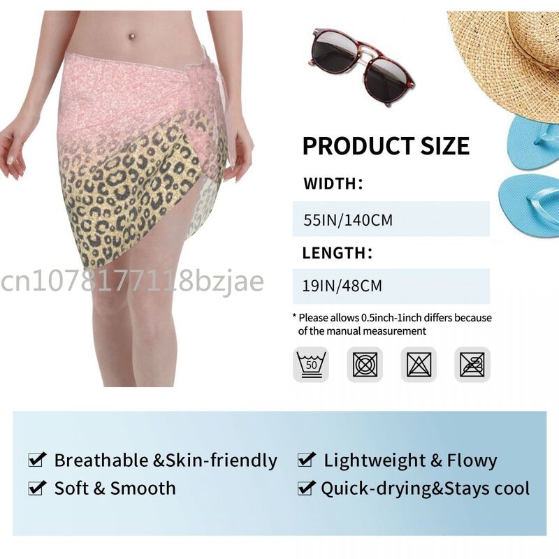 Mulheres Lace-Up Bikini Cover-Ups, saia pura, maiô, roupa de banho, kaftan, ouro rosa, glitter, preto, leopardo