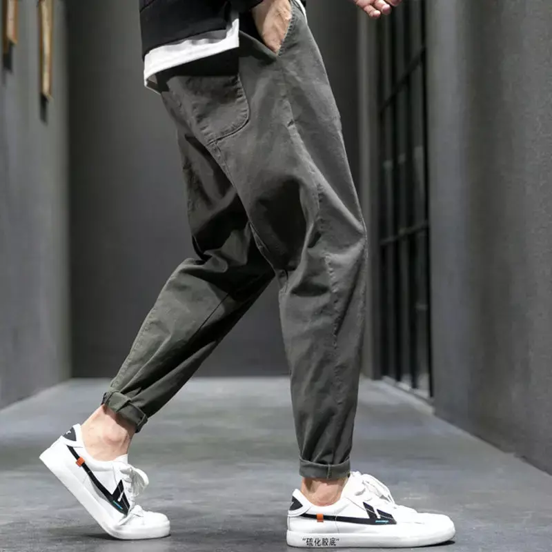 Pantalones coreanos de temperamento para hombre, pantalón informal suelto de pierna recta, ropa de calle de Hip Hop, primavera y otoño, 2024