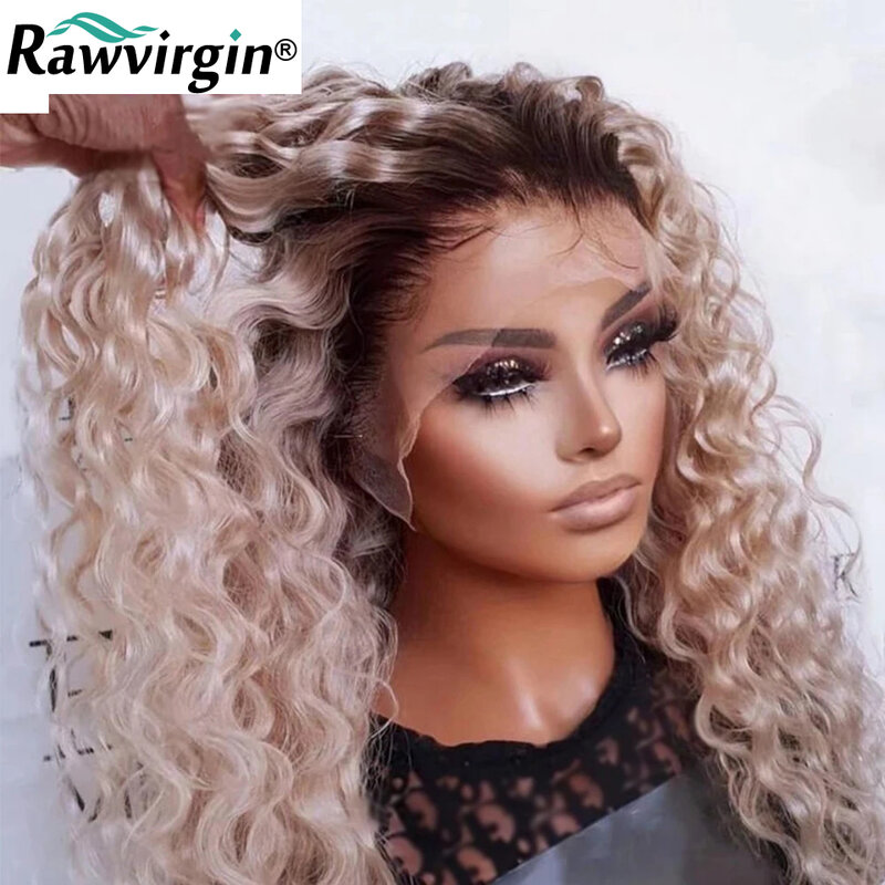 Ash Blonde Deep Wave Lace Front Wig 13x4 Water Wave Brazilian Human Hair Wigs For Women HD Transparent Lace Frontal Wig Prepluck