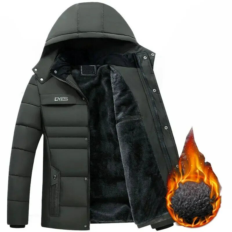 Parka gruesa y cálida con capucha para hombre, chaqueta de lana para invierno, abrigo militar de carga, ropa de calle, envío directo
