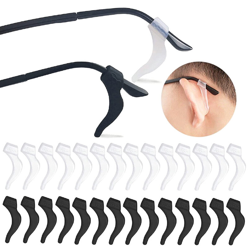 40 pçs silicone antiderrapante titular para acessórios de óculos preto/claro gancho de orelha aderência templo ponta óculos de óculos aperto