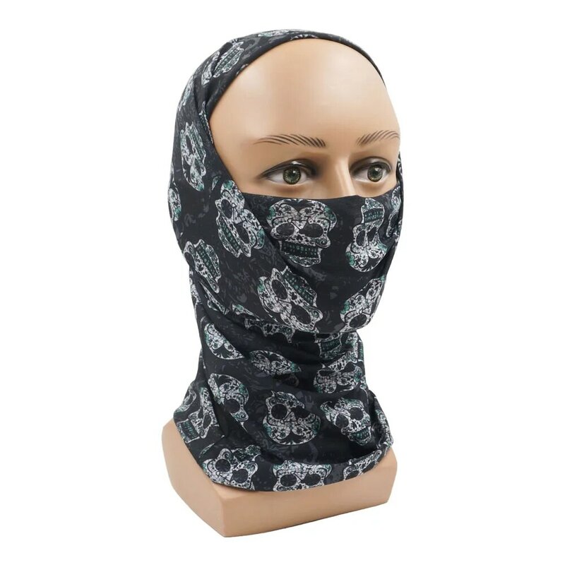 3D Skull Landscape Casual Headband Performance Cycling Bandana Scarf Dust-proof Keep Warm Neck Cover Exquisite Pattern Design