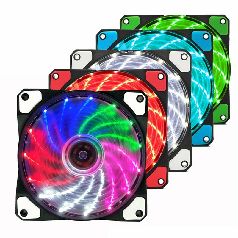 Neue RGB PC Fall Fans Kühlung 15 Lichter Streamer 12025 Chassis Fan 120mm RGB LED PWM Licht Wärmeableitung fan Gürtel Led-leuchten