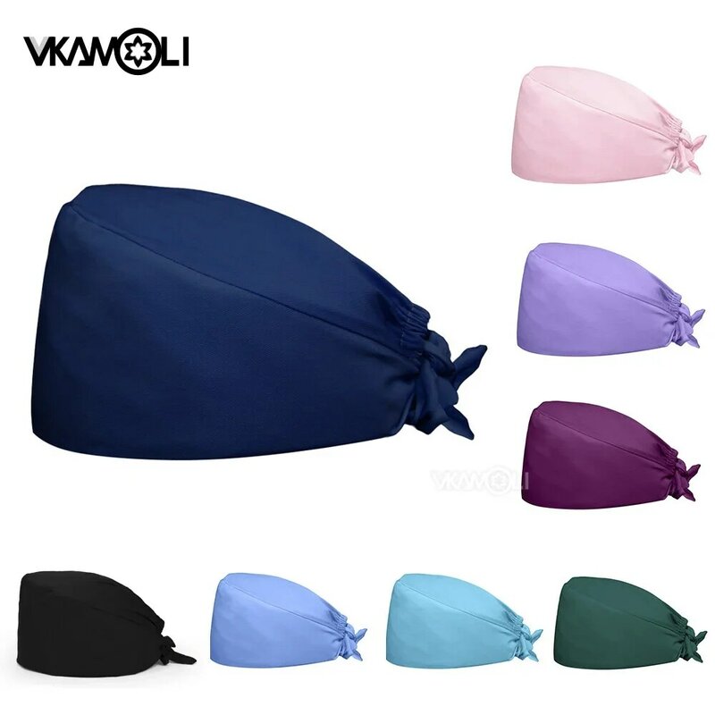 قبعات من القطن بلون واحد للتمريض من gorro enfermera قبعة مقاس قابل للتعديل للجنسين متوفرة للبيع بالجملة متوفرة بـ 10 ألوان