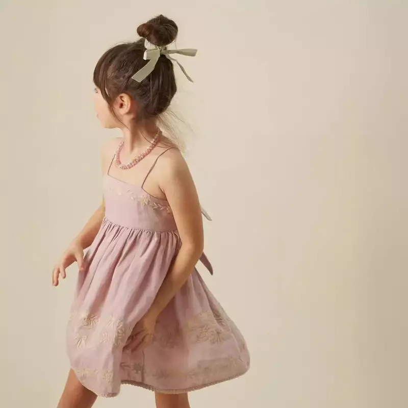 여아용 아폴리나 목가적인 소녀 자수 드레스, 스윕 원피스 공주 원피스, 여름 2024
