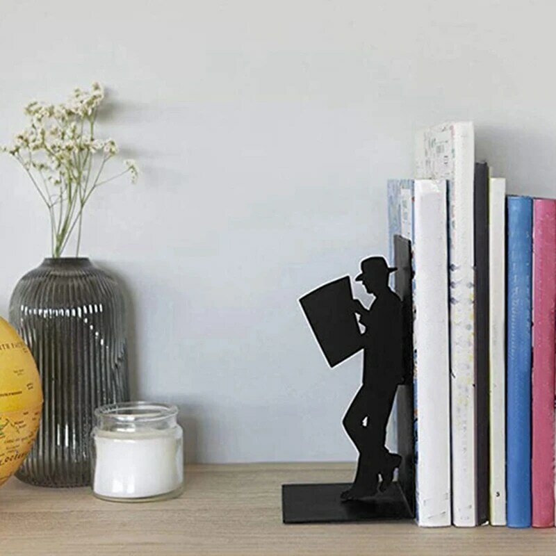 Eine eiserne Figur Buchs tützen Lesebuch Unterstützung Retro rutsch feste Bücher enden Stopper für Regale Home Office Desktop-Dekor