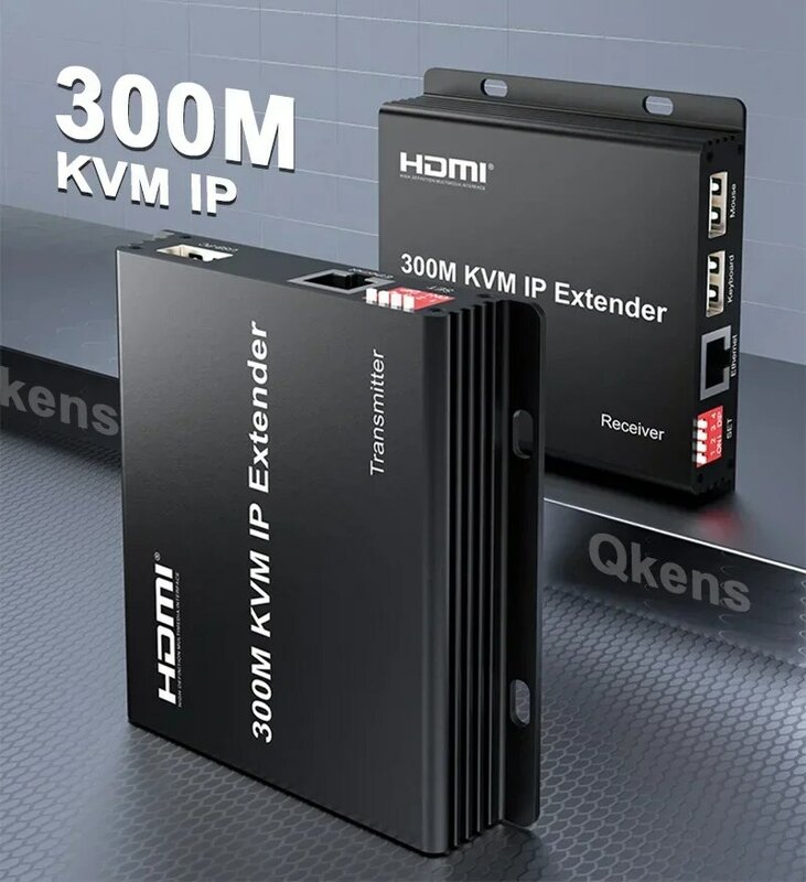 Extensor HD de 300M, Cable Ethernet Rj45, Cat5e, Cat6, transmisor de vídeo, receptor Vs KVM, extensor IP para teclado de PC y ratón