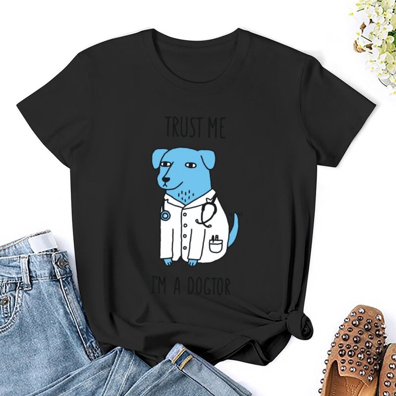 Dogtor T-Shirt koszulka z nadrukiem zwierzęcym dla dziewczynek Estetyczna odzież oversize hippie t-shirt sukienka dla kobiet długa