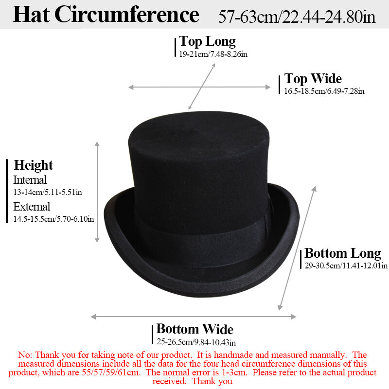Sombrero de copa plano de lana 2024 para hombre, gorra de mago versátil, sombrero Steampunk con correa de cilindro para caballero, elegante, de lujo negro