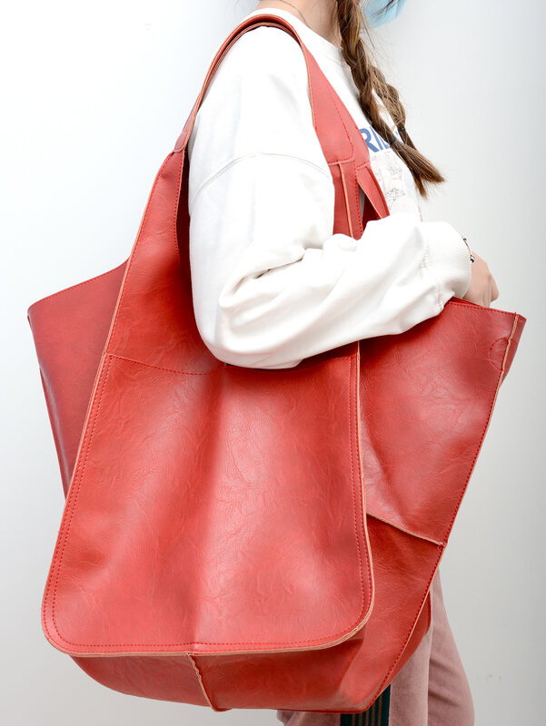 Rretro Handmade Big Beach Tote Bag borse multifunzione in tinta unita con tracolla ad alta capacità con cerniera per donna