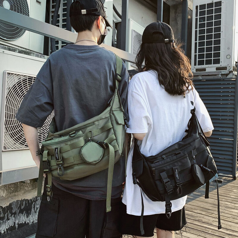 Harajuku Unisex Campus Bag Collage Student School Bags Adjustable Shoulder Strap Crossbag Lovers Daily Travel Streetwear Bags