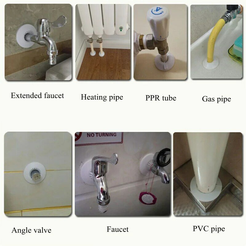 Decorativo Plástico Faucet Cover Plate, Wall Hole Cover, Angle Valve, Pipe Protection, Acessórios de Cozinha, 4 Points, Round, 2Pcs