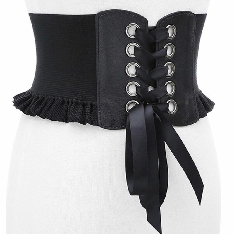 Elastic All-match Ribbon Bandage Solid Color PU Leather Corset Belt Cummerbund Adjustable Waistband Female Waist Belt