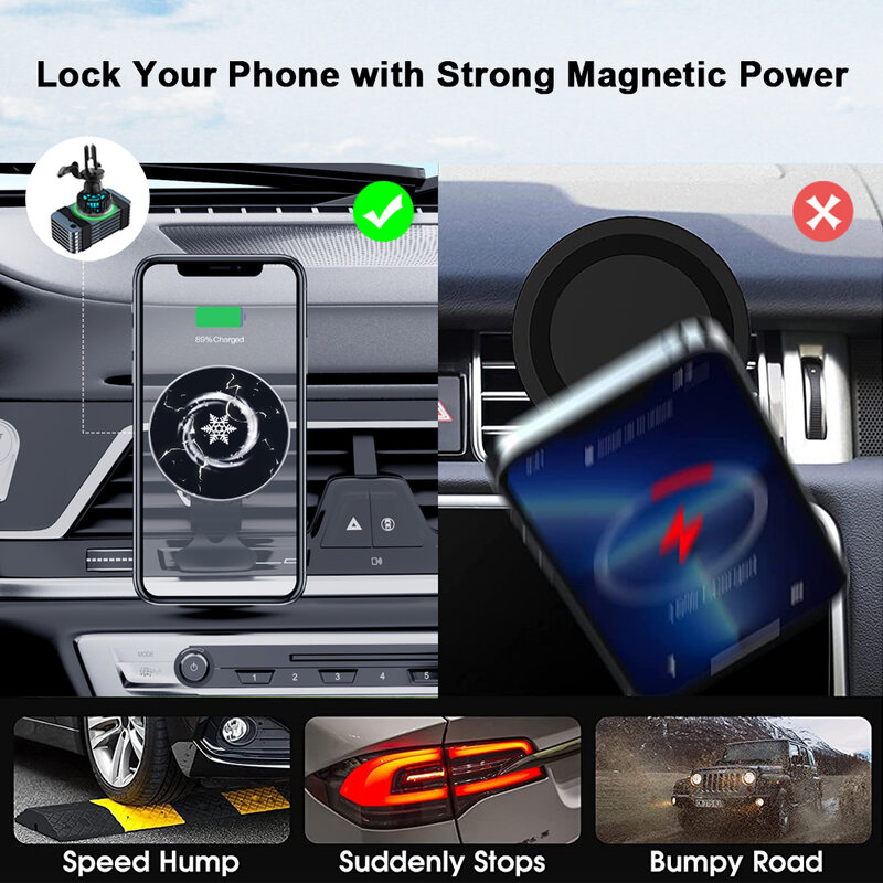 Cargador inalámbrico magnético para coche, cargador de vehículo para Apple 12, 13, 14 Pro, carga de teléfono, novedad