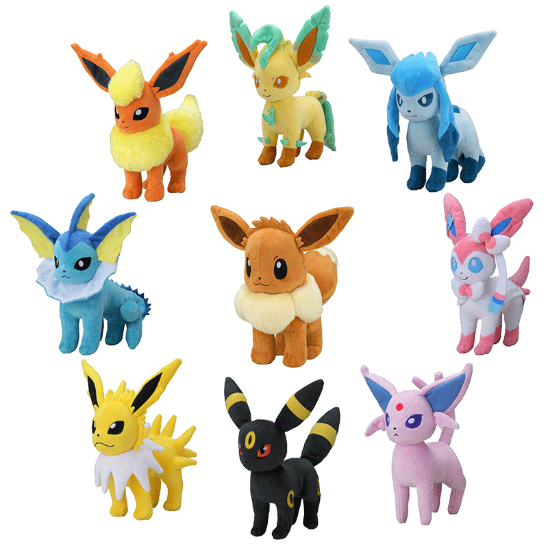 Juguetes de peluche de Pokémon Eevee Evolution Sylveon Flareon Jolteon Umbreon Vaporeon Pikachu, muñecos suaves de animales de peluche, regalo para niños y bebés