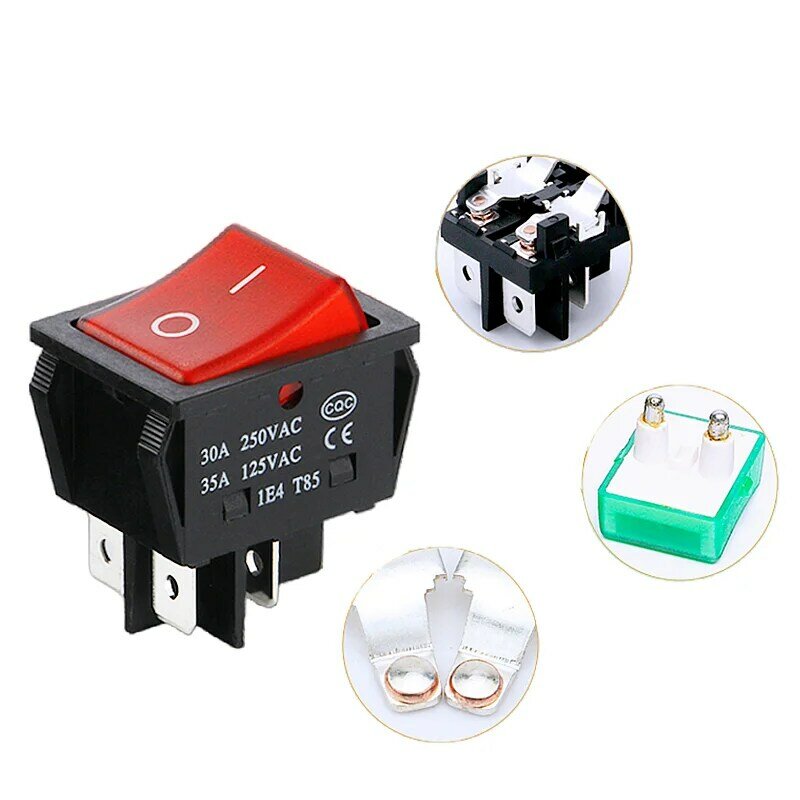Rocker Power Button Switches, On e Off, especial para Eelding Machine, Sterling Silver Point, 30 A, 40A, 250V, AC alta corrente, KCD4, 1 Pc