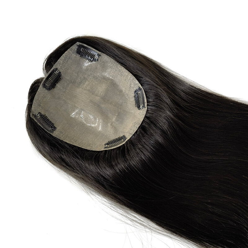 Migliore qualità 100% parrucchino europeo legato a mano per capelli umani per le donne 100% Topper per capelli umani con capelli diradati 12-20 pollici