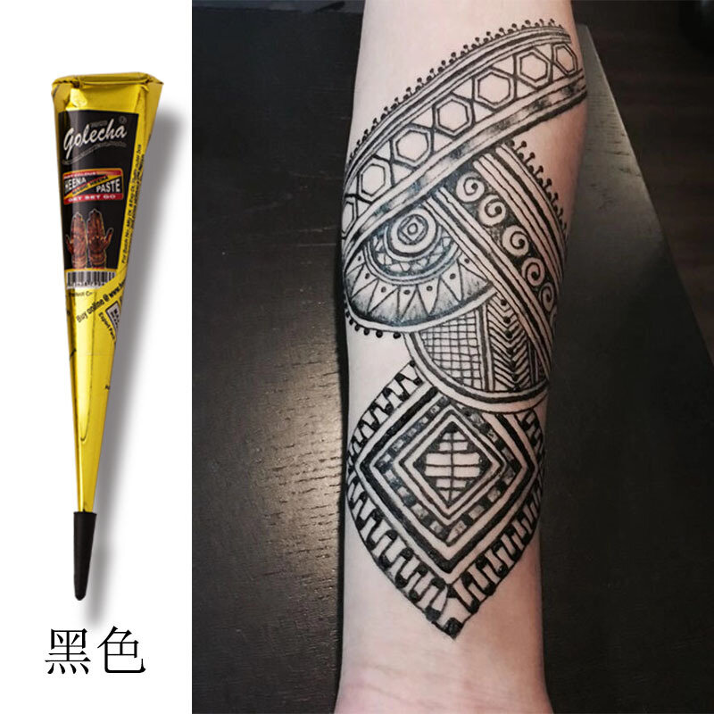 Pasta tato Henna hitam cokelat merah putih kerucut Henna India untuk sementara DIY stiker tato cat tubuh kerucut henne semi-permanen