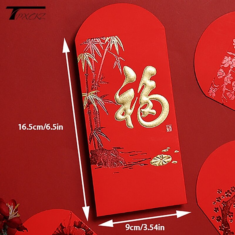 Envelope vermelho com Hot Stamping, bolso criativo, dinheiro da sorte, feliz aniversário, casamento, presente, 10pcs