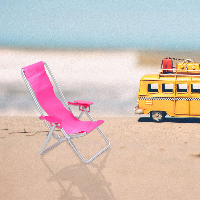 Folding Beach Chair for House, Deck Deitado, Cadeira Mini Simulação, Casa Modelo Acessórios, 2PCs