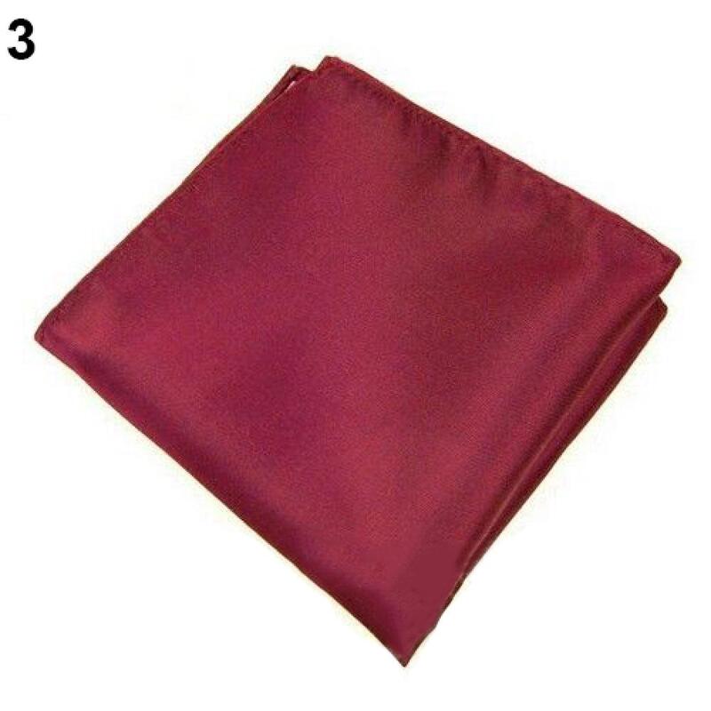 Men's Pocket Hanky Towel Plain Solid Color Wedding Party Square Handkerchief
