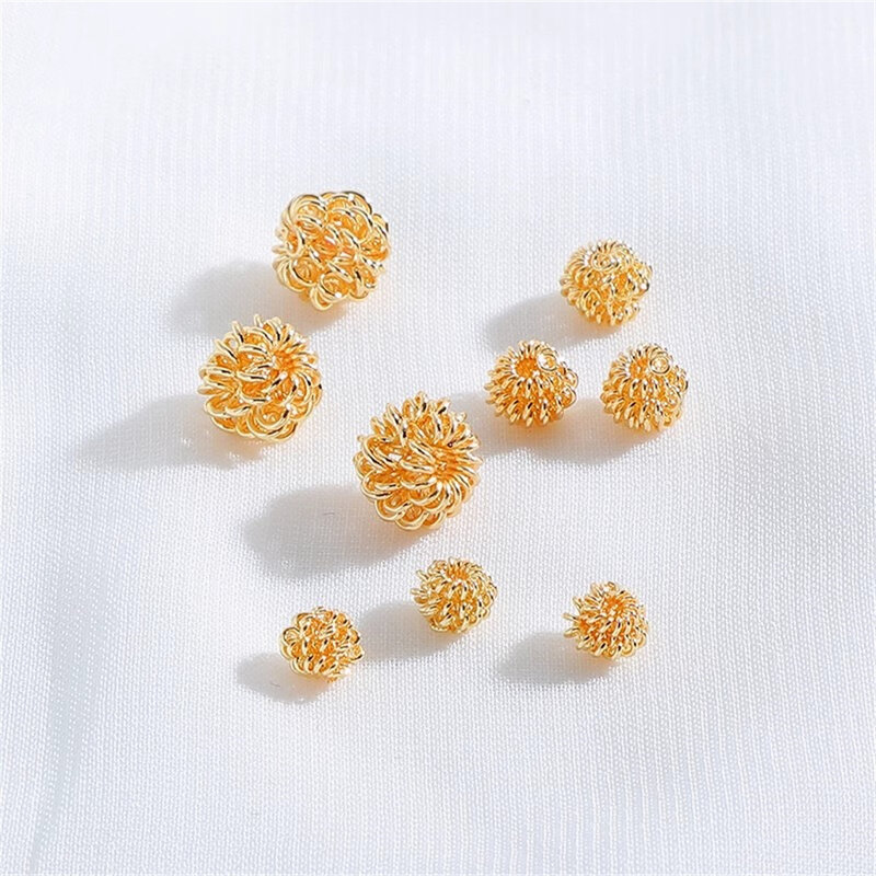 14 Karat Gold gefüllt runde Wicklung Feder kugeln DIY hand gefertigten Schmuck Zubehör Armband Halskette Perlen Perlen Material l129