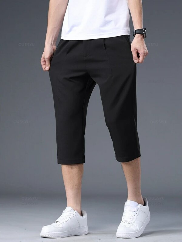Pantalon droit à longueur de mollet pour homme, vêtement de marque, de haute qualité, doux et résistant, idéal pour le bureau