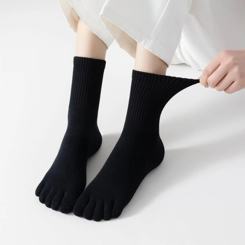 1 paio di calzini a cinque dita da donna in cotone moda tinta unita morbido cotone traspirante calzini corti elastici alla caviglia Grils punta sportiva Sokken