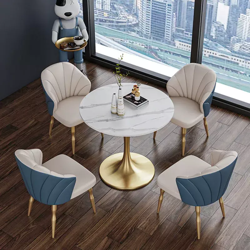 Set meja kopi emas logam, lantai ruang tamu kursi dapur Modern meja kopi Set Salon Furniture furnitur Nordic
