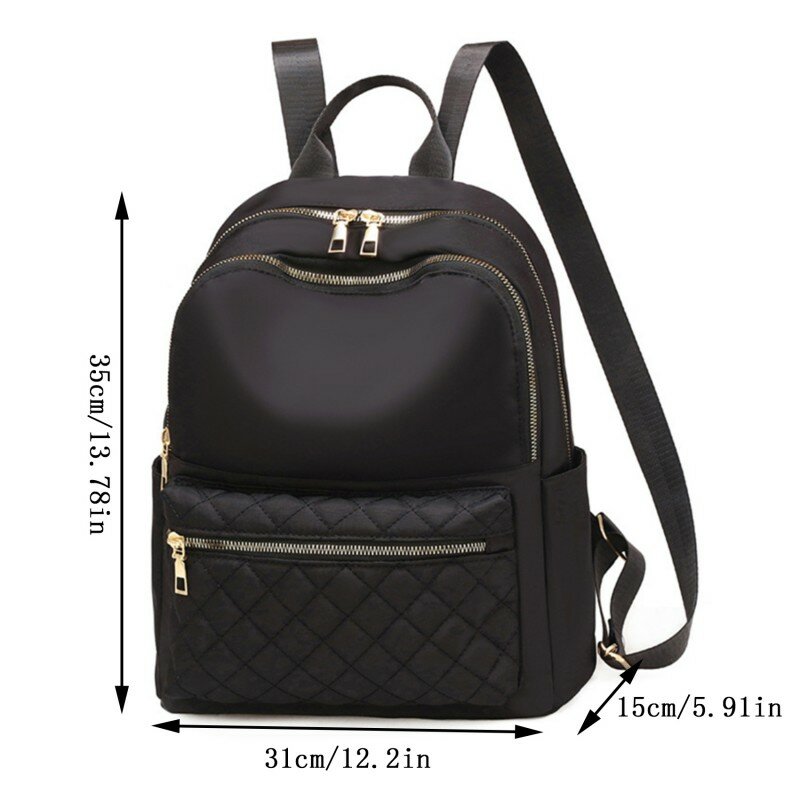 Casual Oxford Backpack Women Waterproof School Bag Quality Ladies Travel Bag Solid Color Multiple Pockets Backpack