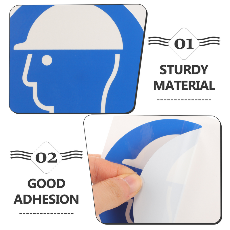 Etiqueta de advertência adesivo para cabeça proteção, desgaste adesivo decalque, PP Tag, chapéu auto duro